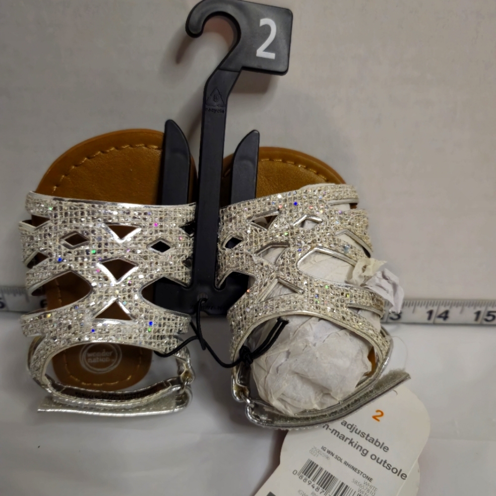 WONDER NATION BABY GIRL SEQUENCE SANDALS SIZE 2